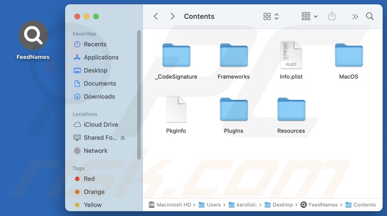FeedNames adware carpeta de instalación