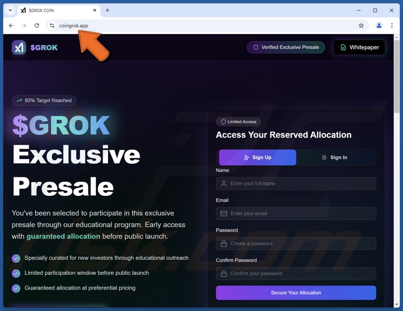 $GROK Presale estafa
