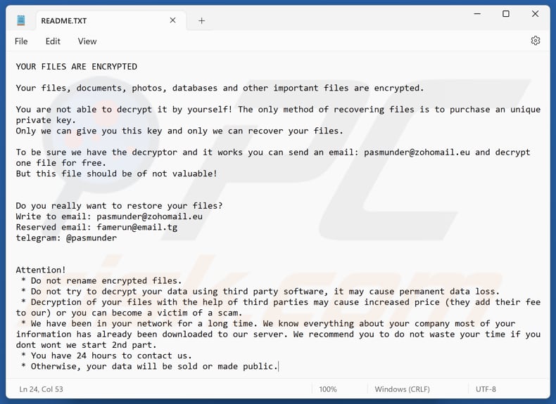 Hush ransomware archivo de texto (README.TXT)