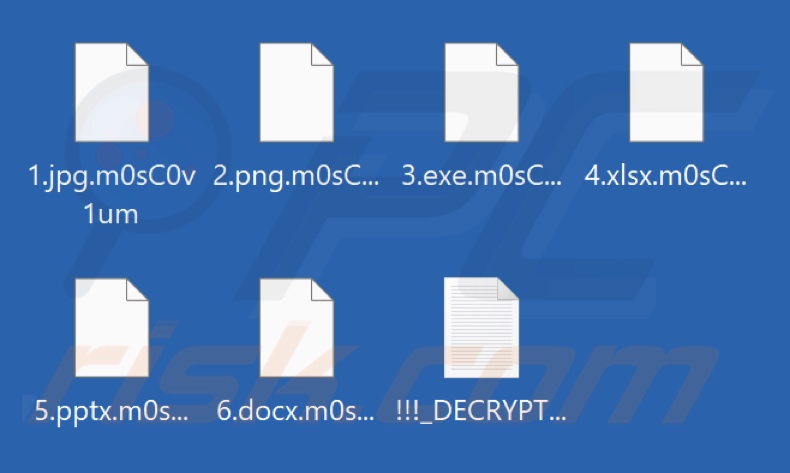 Archivos cifrados por el ransomware Moscovium (extensión .m0sC0v1um)