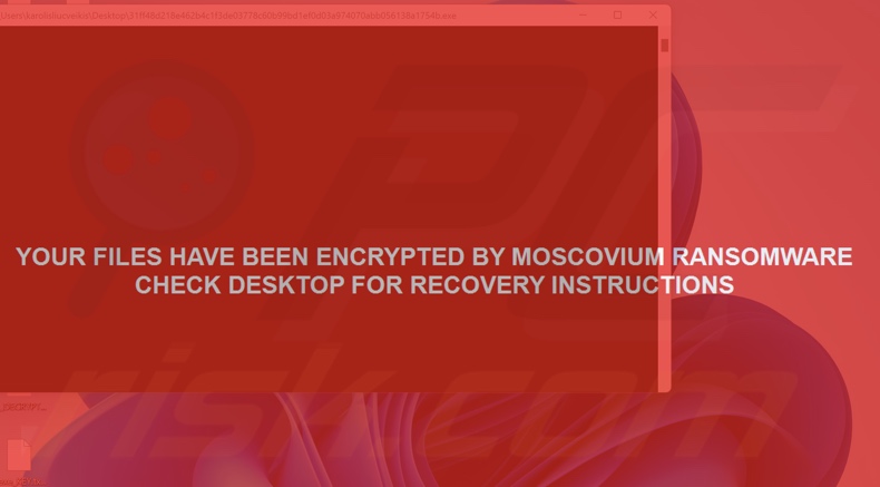 Moscovium ransomware mensaje a pantalla completa