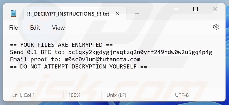 Moscovium ransomware nota de rescate (!!!_DECRYPT_INSTRUCTIONS_!!!.txt)