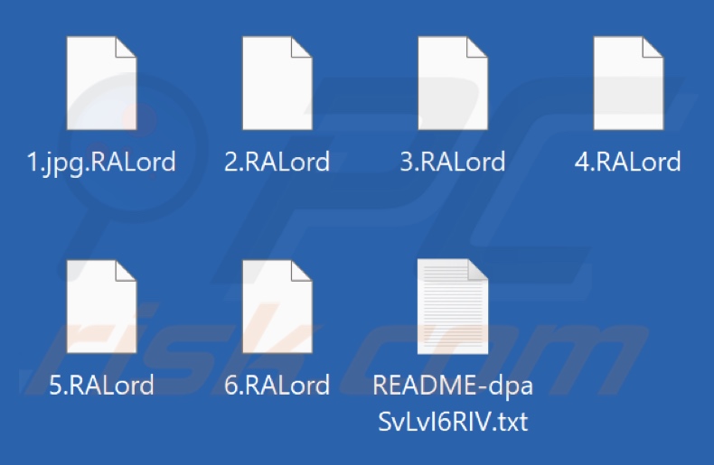 Archivos encriptados por el ransomware RALord (extensión .RALord)