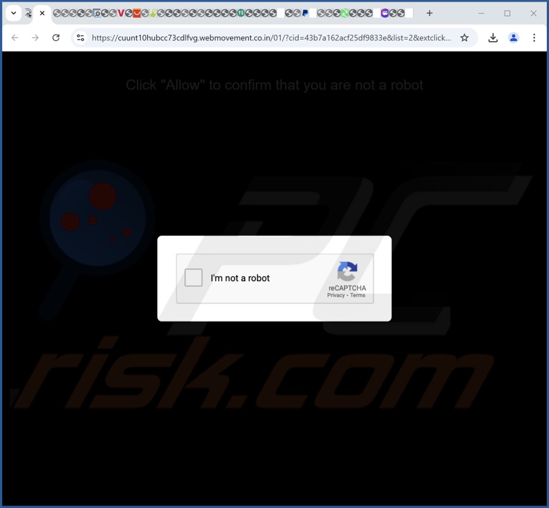 webmovement.co[.]in pop-up redirige
