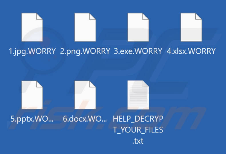Archivos cifrados por el ransomware Worry (WhatsWrongScared) (extensión .WORRY)
