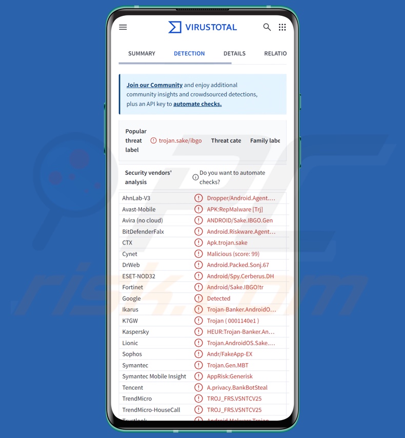 Crocodilus malware detecciones en VirusTotal