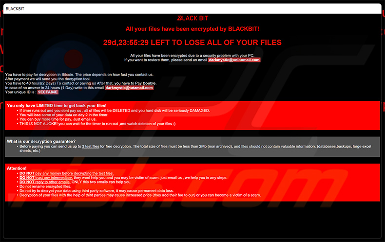 DarkMystic (BlackBit) ransomware nota de rescate (info.hta)