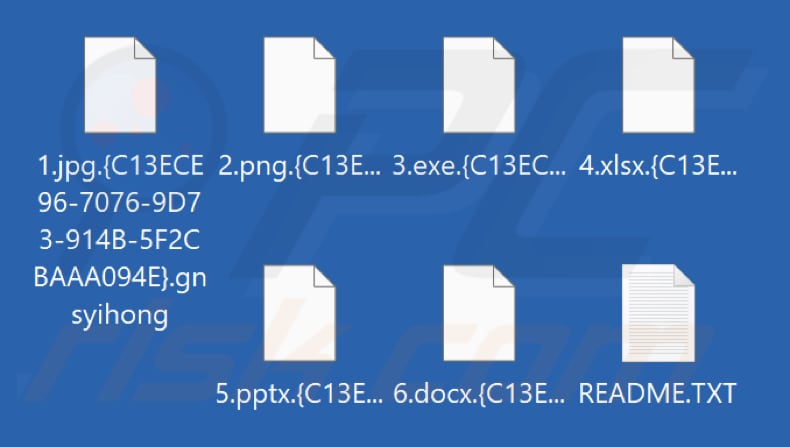 Archivos cifrados por el ransomware Gnsyihong (extensión .gnsyihong)