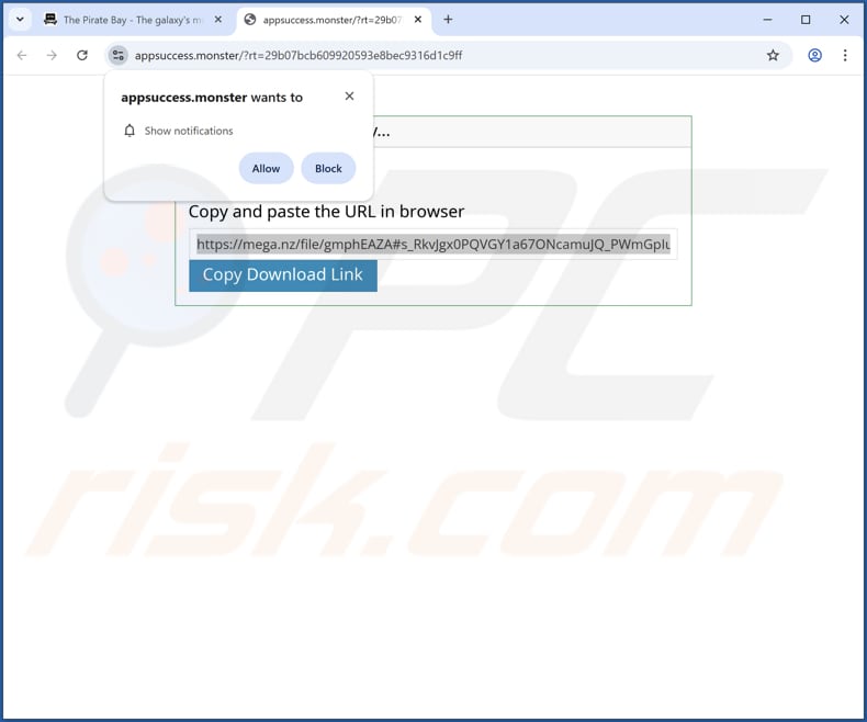 Sitio web utilizado para promocionar Heizer Kroop Sortic PUA