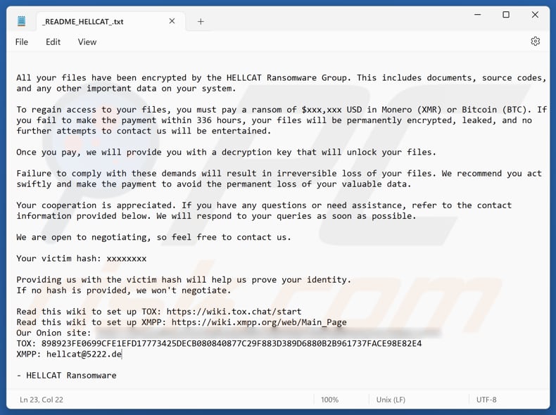 HellCat Ransomware nota de rescate segunda variante (_README_HELLCAT_.txt)