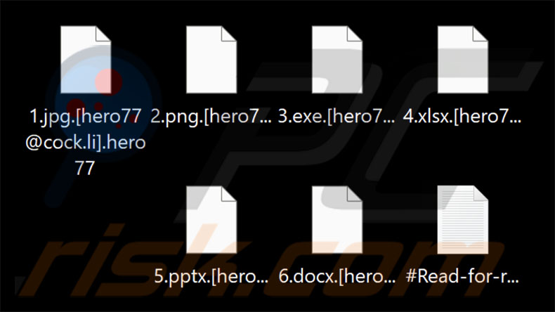 Archivos cifrados por el ransomware Hero (extensión .hero77)