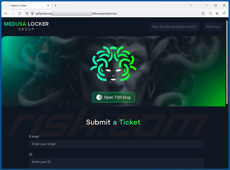 Jackalock ransomware sitio web de la red Tor