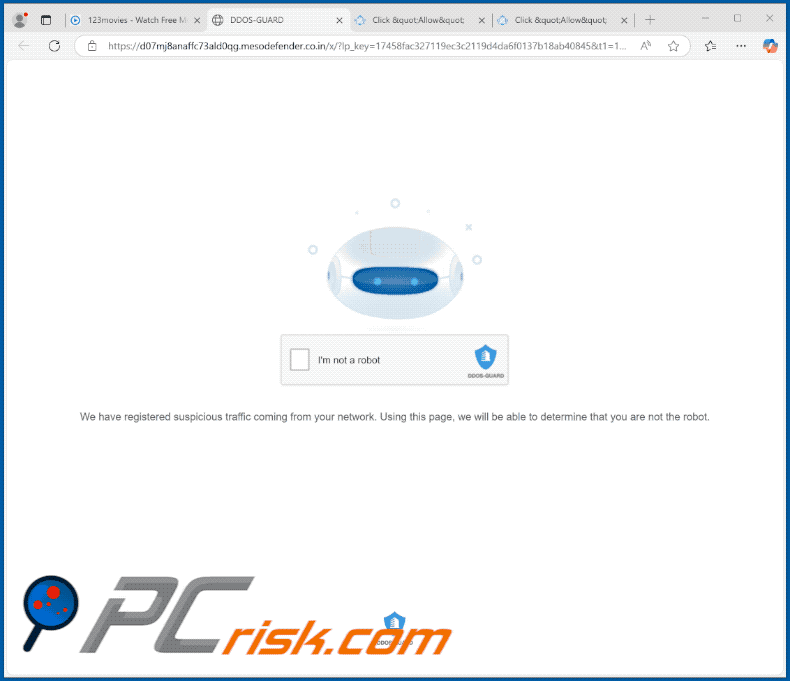 Apariencia del sitio web mesodefender.co[.]in (GIF)