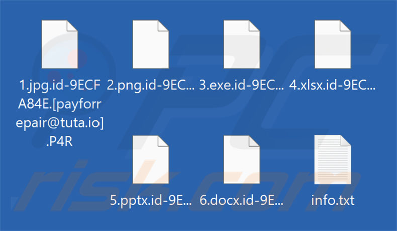 Archivos cifrados por el ransomware PayForRepair (extensión .P4R)