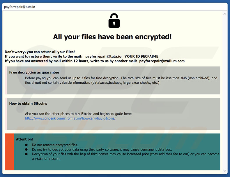 PayForRepair ransomware nota de rescate (pop-up)