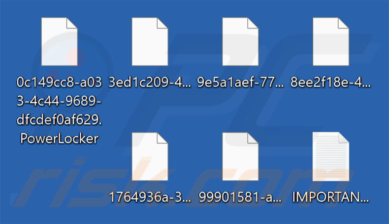 Archivos cifrados por el ransomware PowerLocker ([cadena_de_caracteres_aleatoria.PowerLocker - patrón de renombramiento de archivos)