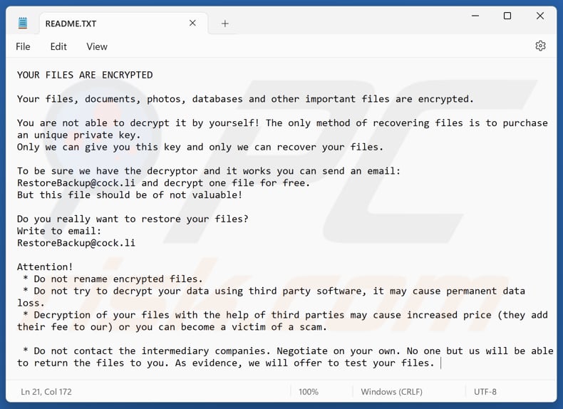 RestoreBackup ransomware archivo de texto (README.TXT)