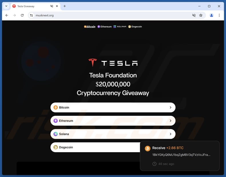 Tesla Foundation Giveaway estafa