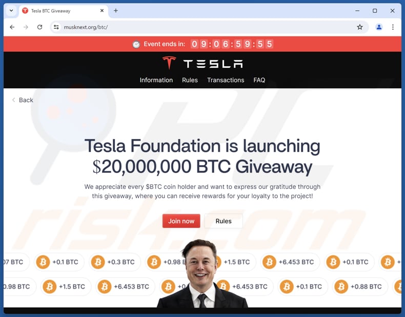 Tesla Foundation Giveaway Estafa segunda página