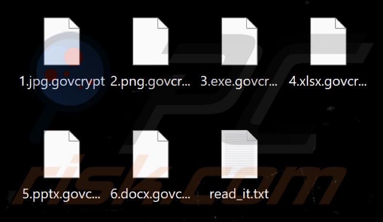 Archivos cifrados por el ransomware Govcrypt (extensión .govcrypt)