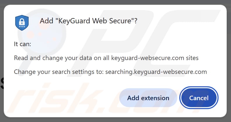 El secuestrador del navegador KeyGuard Web Secure solicita permisos