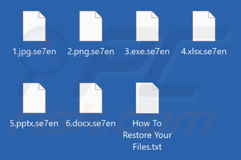 Archivos cifrados por el ransomware Se7en (extensión .se7en)