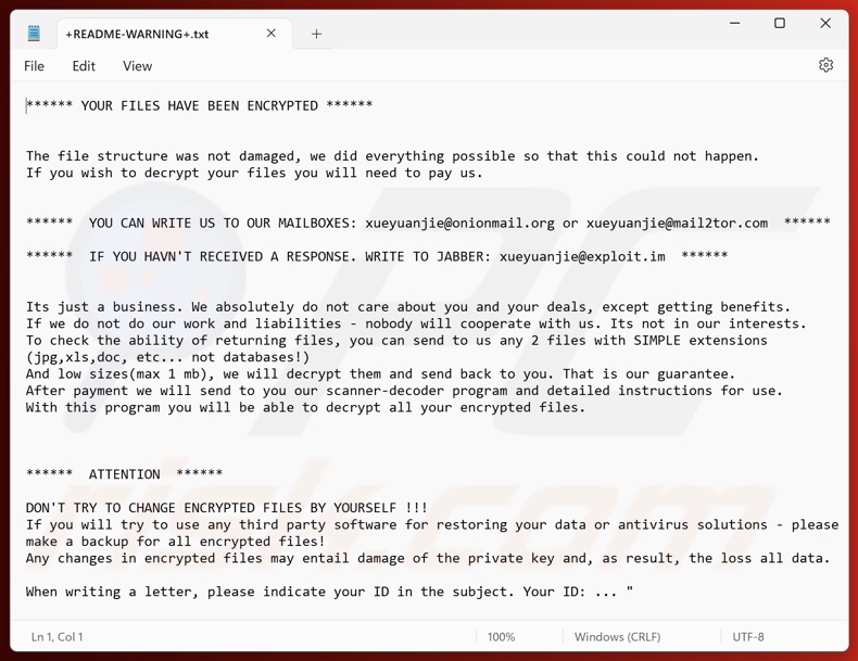 AIR (Makop) ransomware nota de rescate (+README-WARNING+.txt)