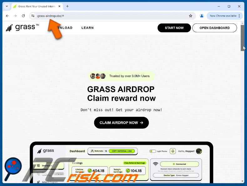 Aparición de la estafa Grass Airdrop