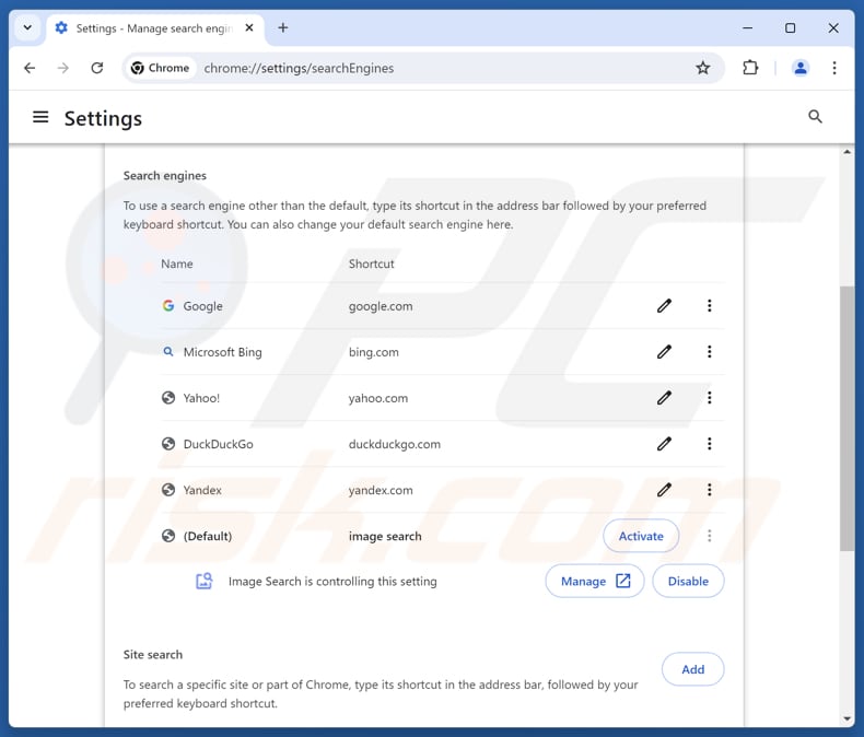 Eliminar find.searchtheimage.com del motor de búsqueda predeterminado de Google Chrome