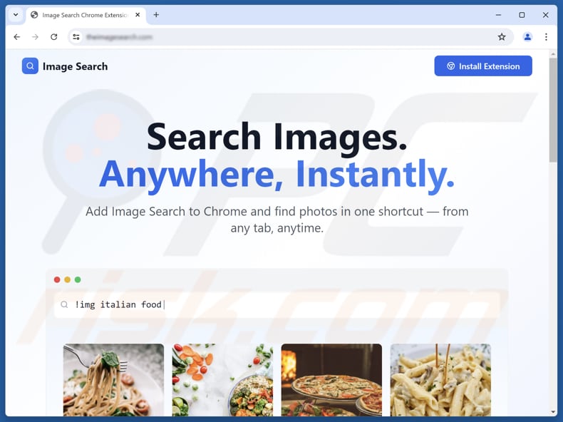 Sitio web utilizado para promocionar el secuestrador del navegador Image Search