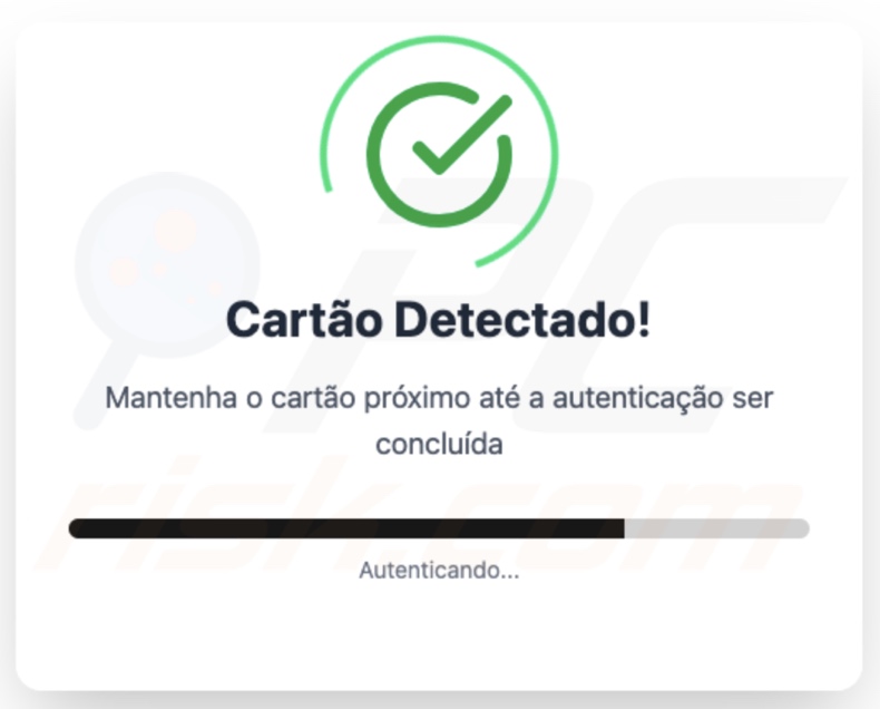 Pantalla 2 mostrada por el malware PhantomCard (tarjeta detectada)