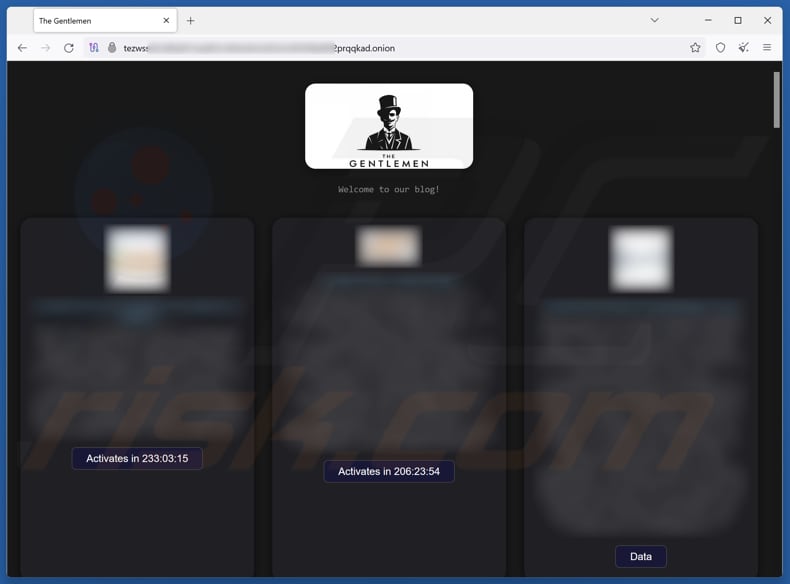 Sitio web de filtración de datos de Gentlemen Ransomware