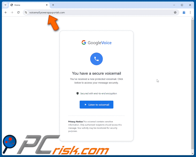 Apariencia de la estafa de Google Voice (GIF)
