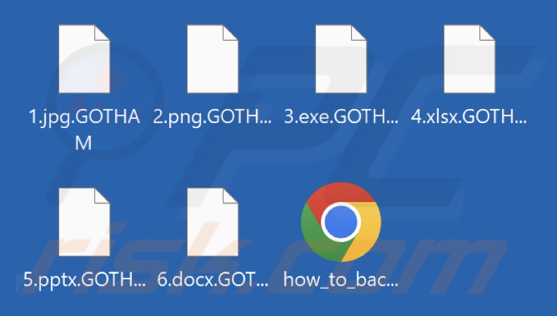 Archivos cifrados por el ransomware GOTHAM (extensión .GOTHAM)