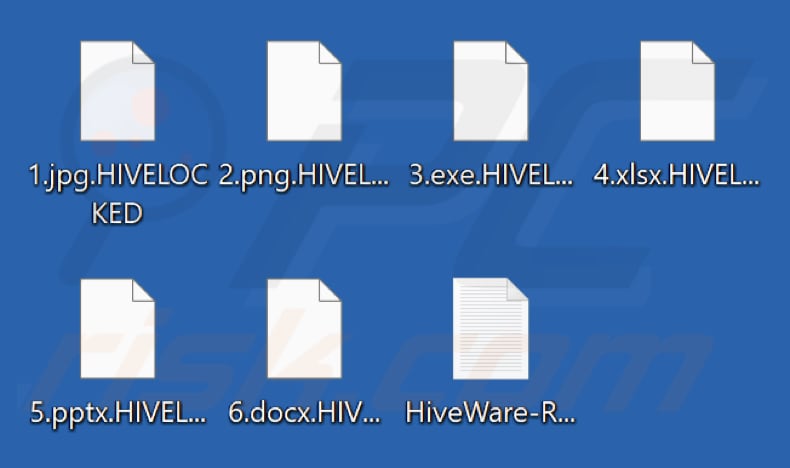 Archivos cifrados por el ransomware HiveWare (extensión .HIVELOCKED)