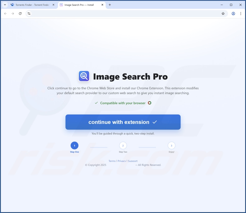 Sitio web utilizado para promocionar el secuestrador de navegador Image Search Pro