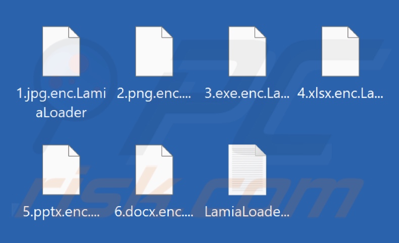 Archivos cifrados por el ransomware Lamia Loader (extensión .enc.LamiaLoader)