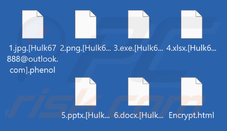Archivos cifrados por el ransomware Phenol (extensión .phenol)