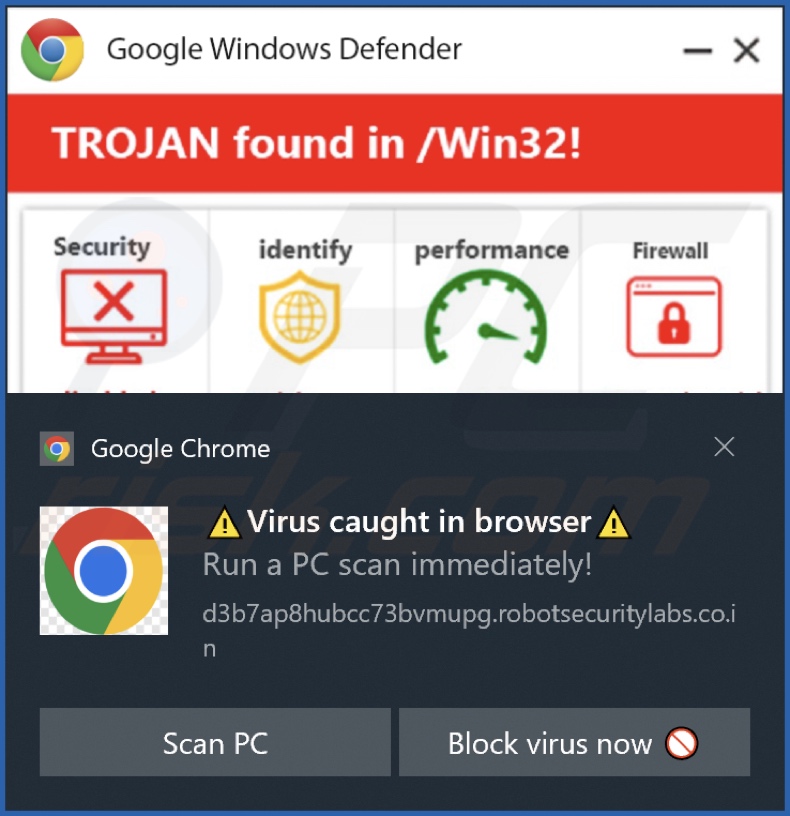Anuncio mostrado por la página web robotsecuritylabs.co[.]in