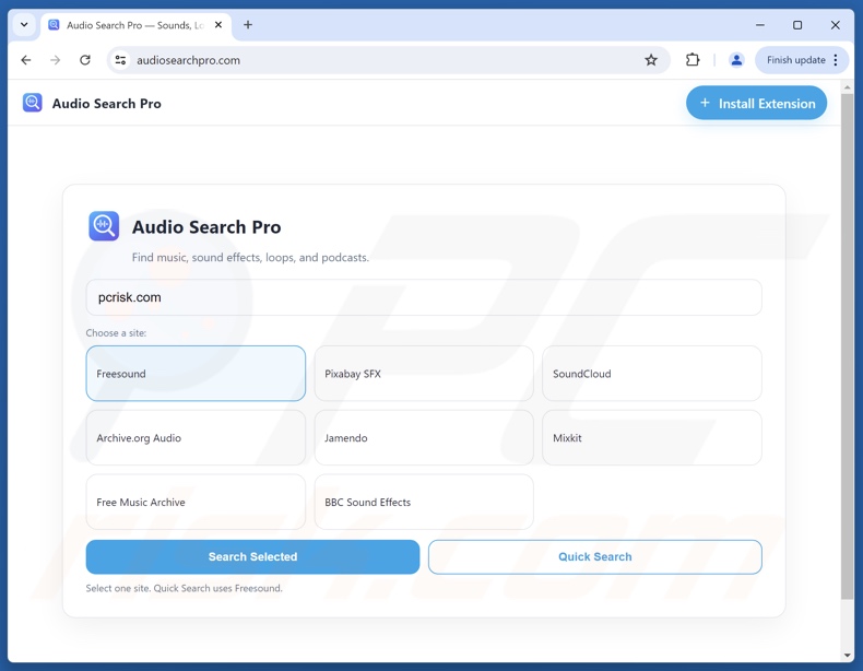 Audio Search Pro secuestrador del navegador