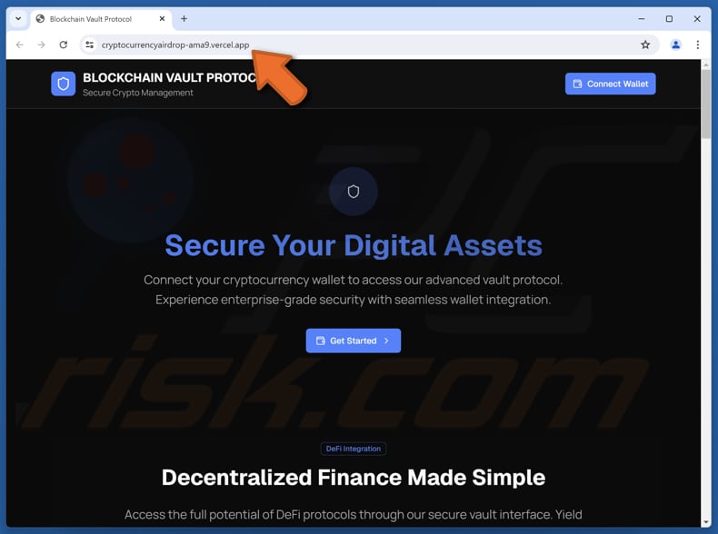 Falsa Blockchain Vault Protocol estafa