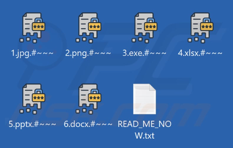 Archivos cifrados por el ransomware Kyber (extensión .#~~~)