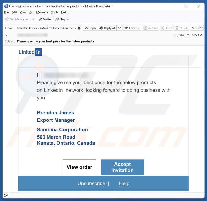 Email Account Failure Notice campaña de correo electrónico no deseado