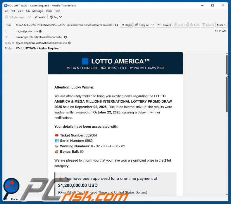LOTTO AMERICA estafa email (2025-10-23)