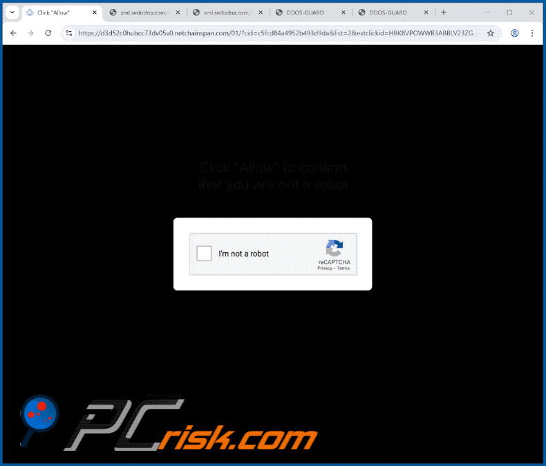 Apariencia del sitio web netchainspan[.]com (GIF)