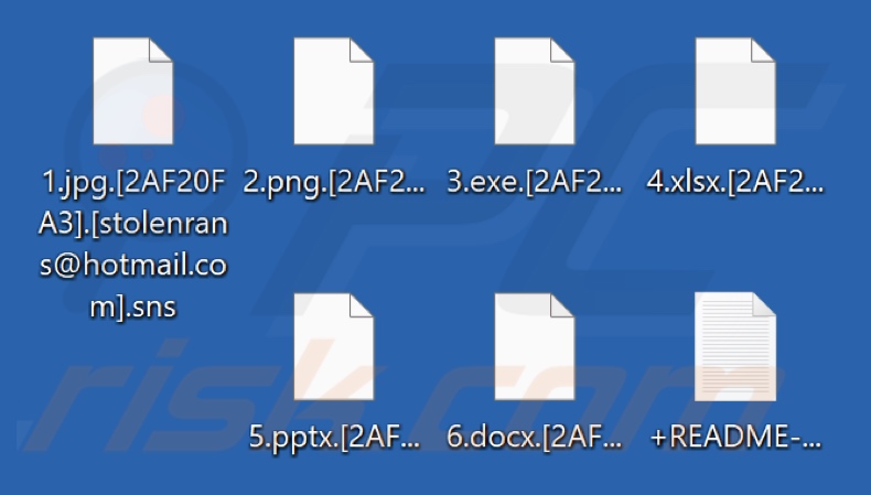 Archivos cifrados por el ransomware Sns (extensión .sns)