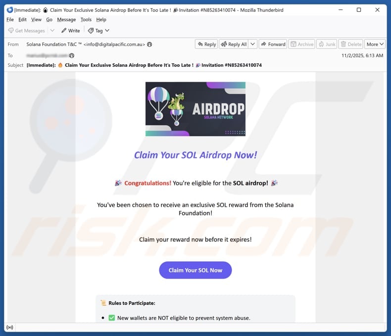 Email Account Failure Notice campaña de correo electrónico no deseado