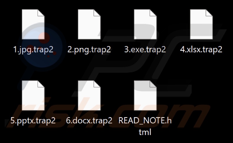 Archivos cifrados por el ransomware Trap (extensión .trap2)