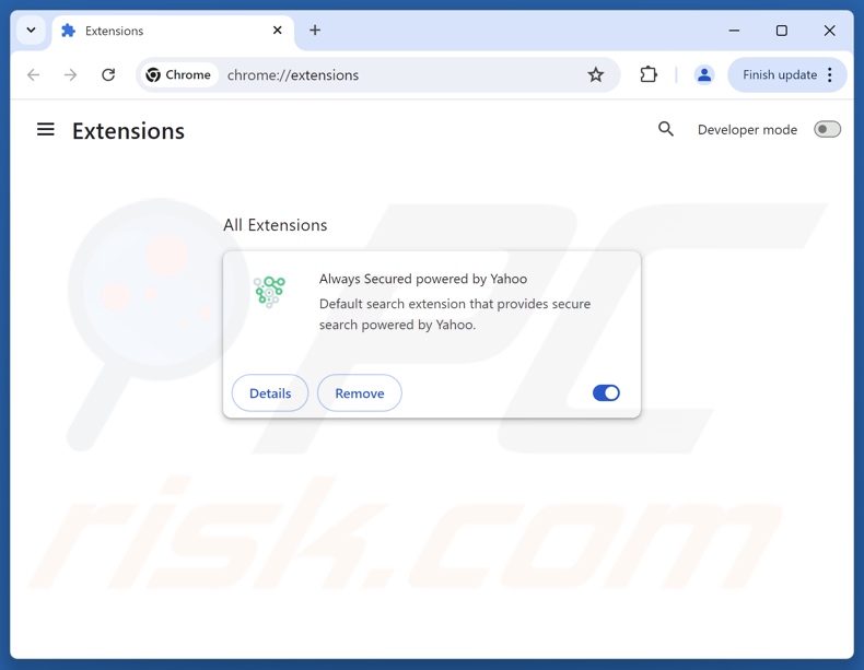 Eliminar las extensiones de Google Chrome relacionadas con alwayssecuredsearch.com