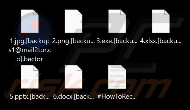 Archivos cifrados por el ransomware Bactor (extensión .bactor)